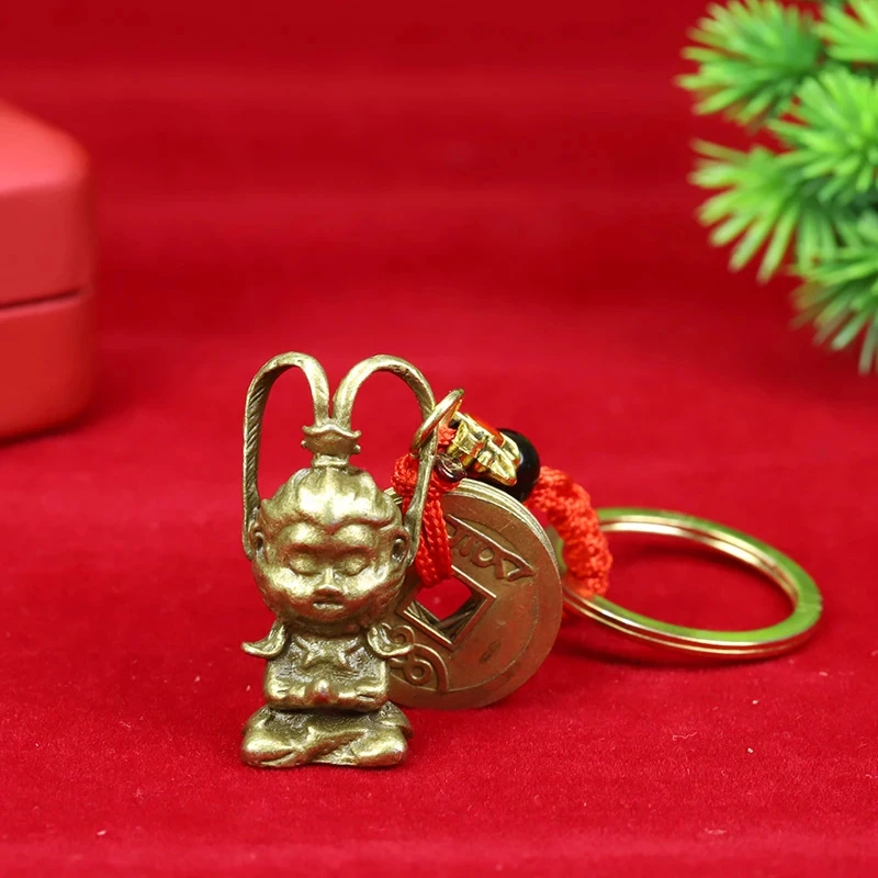 （回馈）创意男女坐大圣悟空高端编绳汽车钥匙扣随身挂件礼品JS