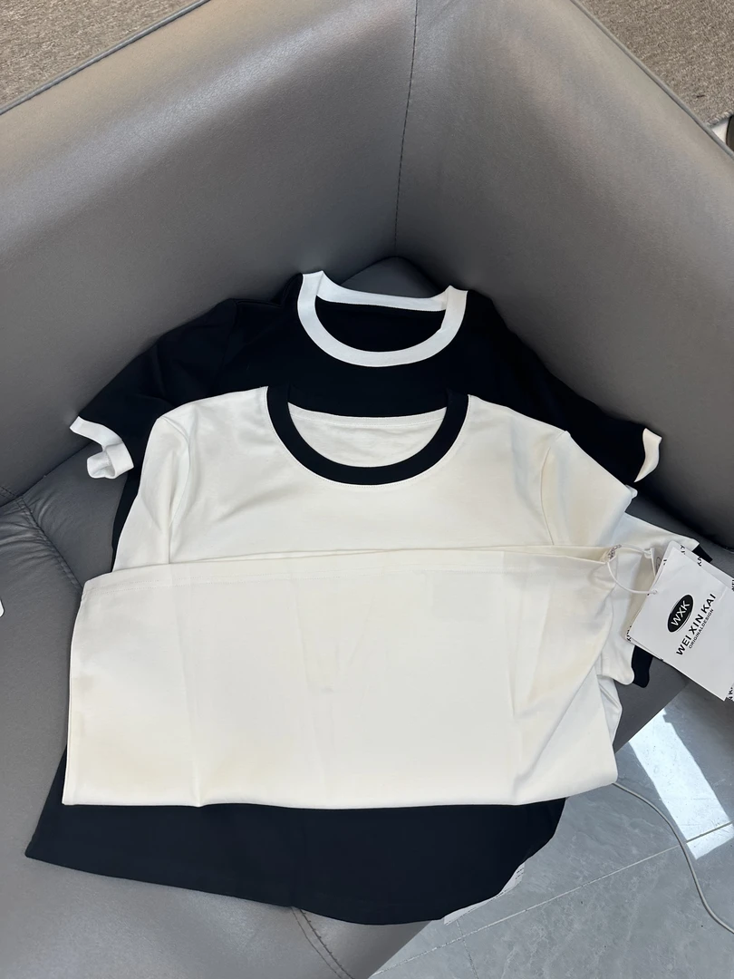 YIYI Studios【凯旋门】2024新品 简约黑白撞色百搭基础款T恤