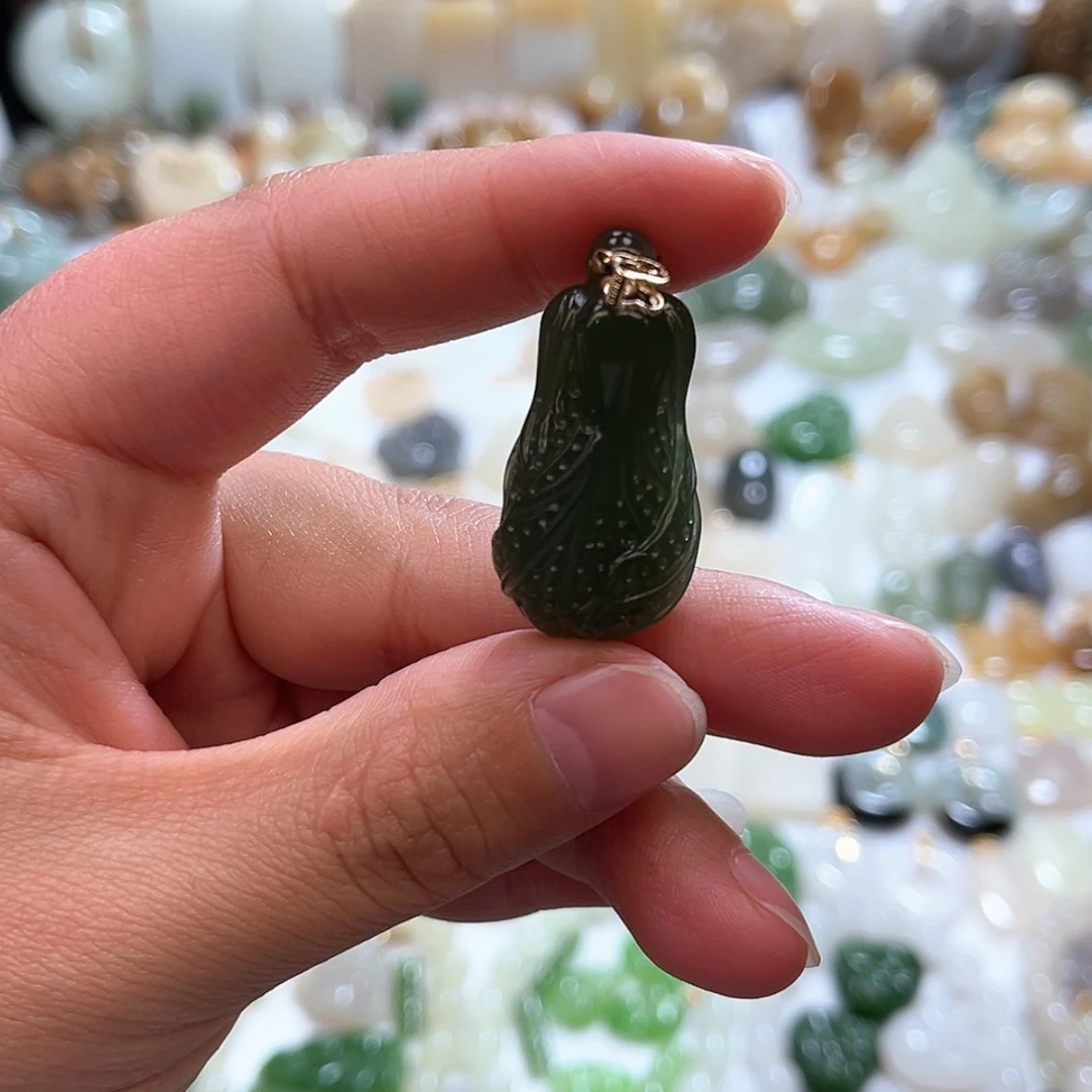 【闪购商品】和田玉吊坠(不含链)18K金镶嵌&****^