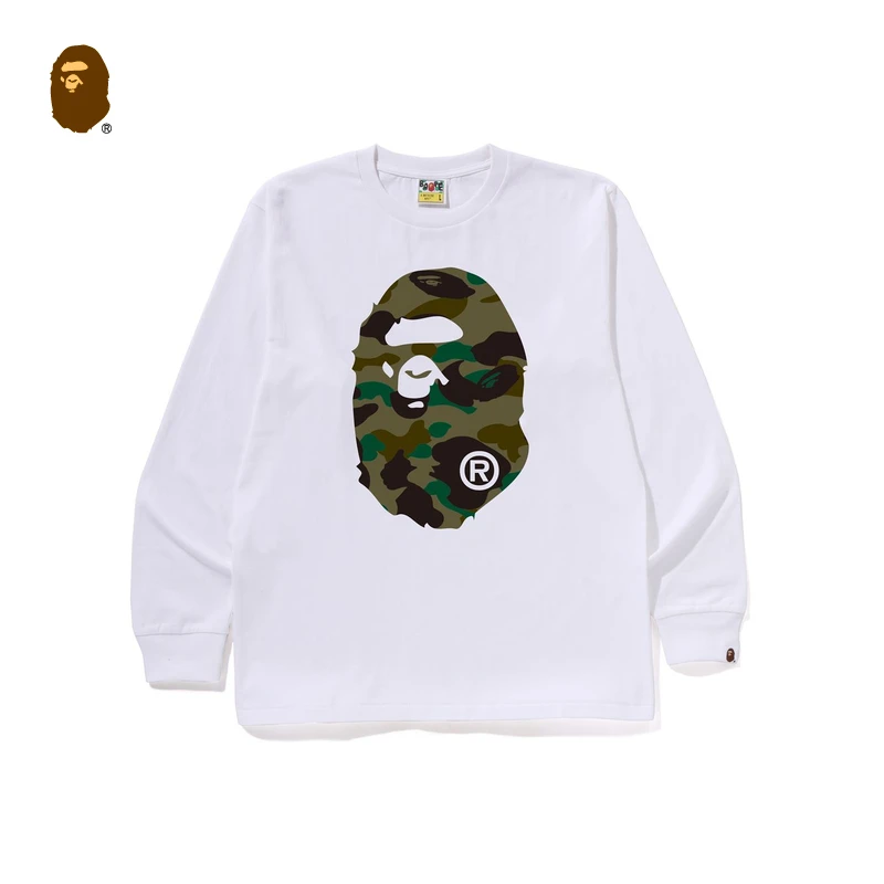 BAPE男装24秋冬迷彩猿人印花长袖T恤111018N