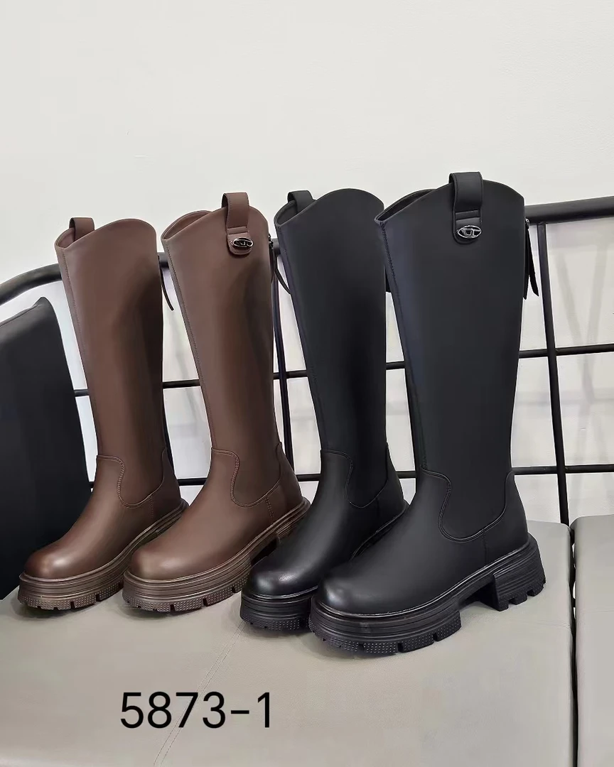 骑士靴女英伦风加绒后拉链女靴厚底瘦瘦靴长靴