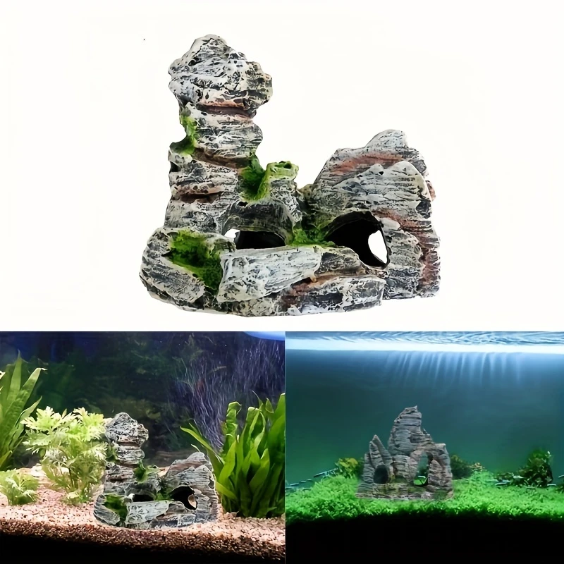 假山迷你尖峰山水族造景树脂假山石 小型水族箱造景装饰