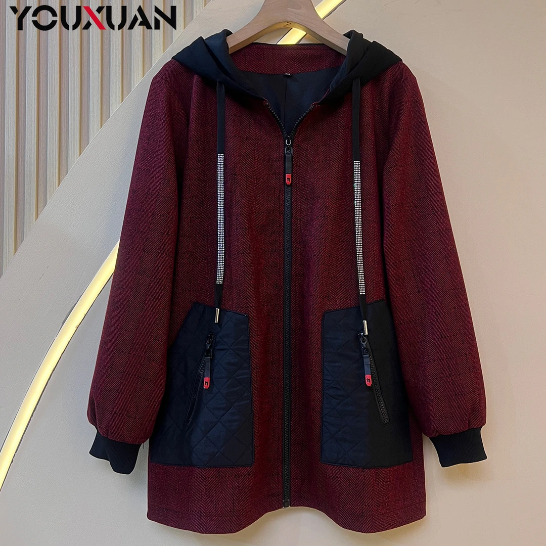 女士秋冬宽松时尚休闲百搭运动连帽潮流外套39132