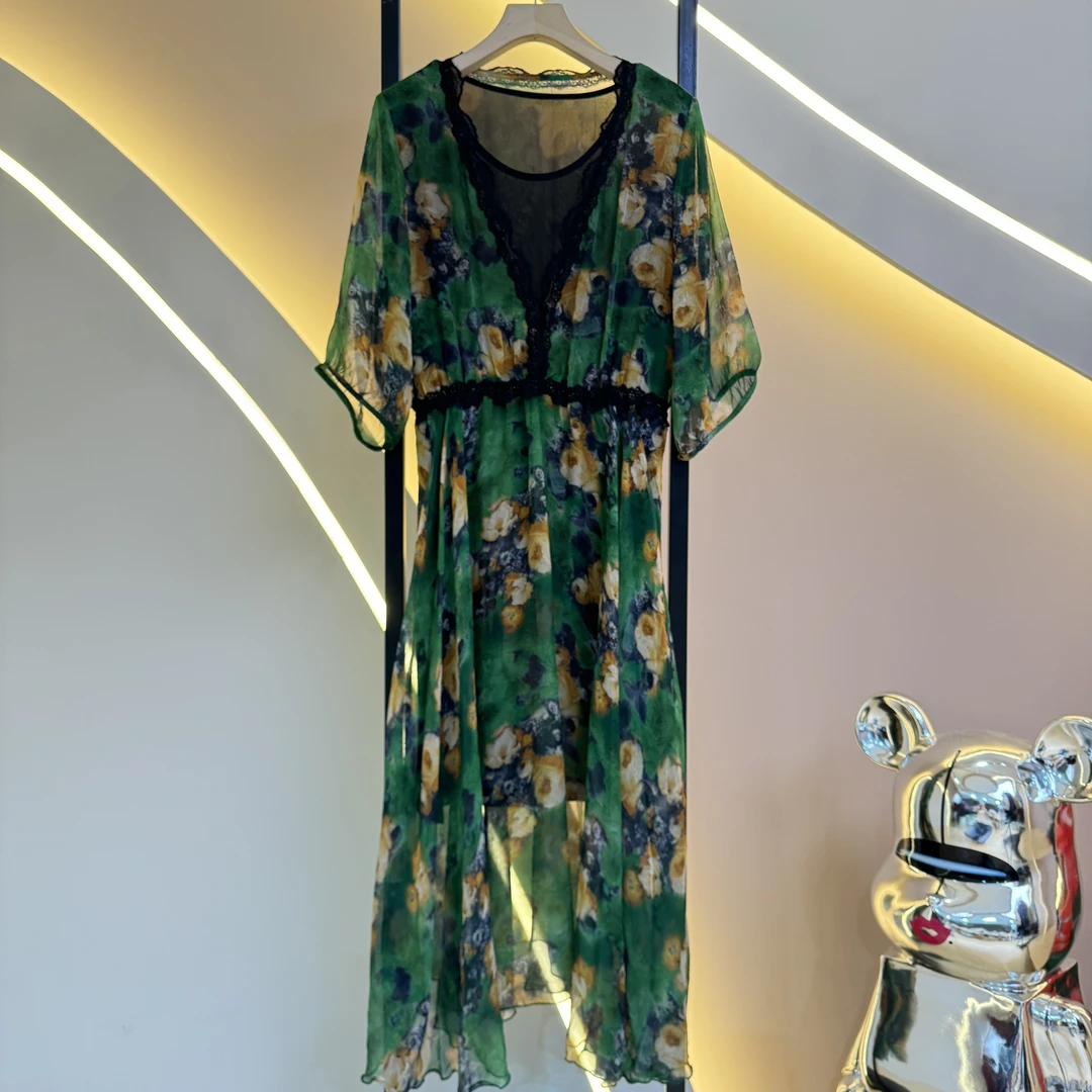 2024夏季新款短袖中长款时尚显瘦宽松百搭气质休闲连衣裙9216