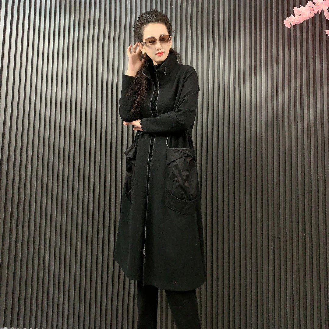 【幽炫】高端定制设计师百搭女士时尚气质中长款风衣外套X1707