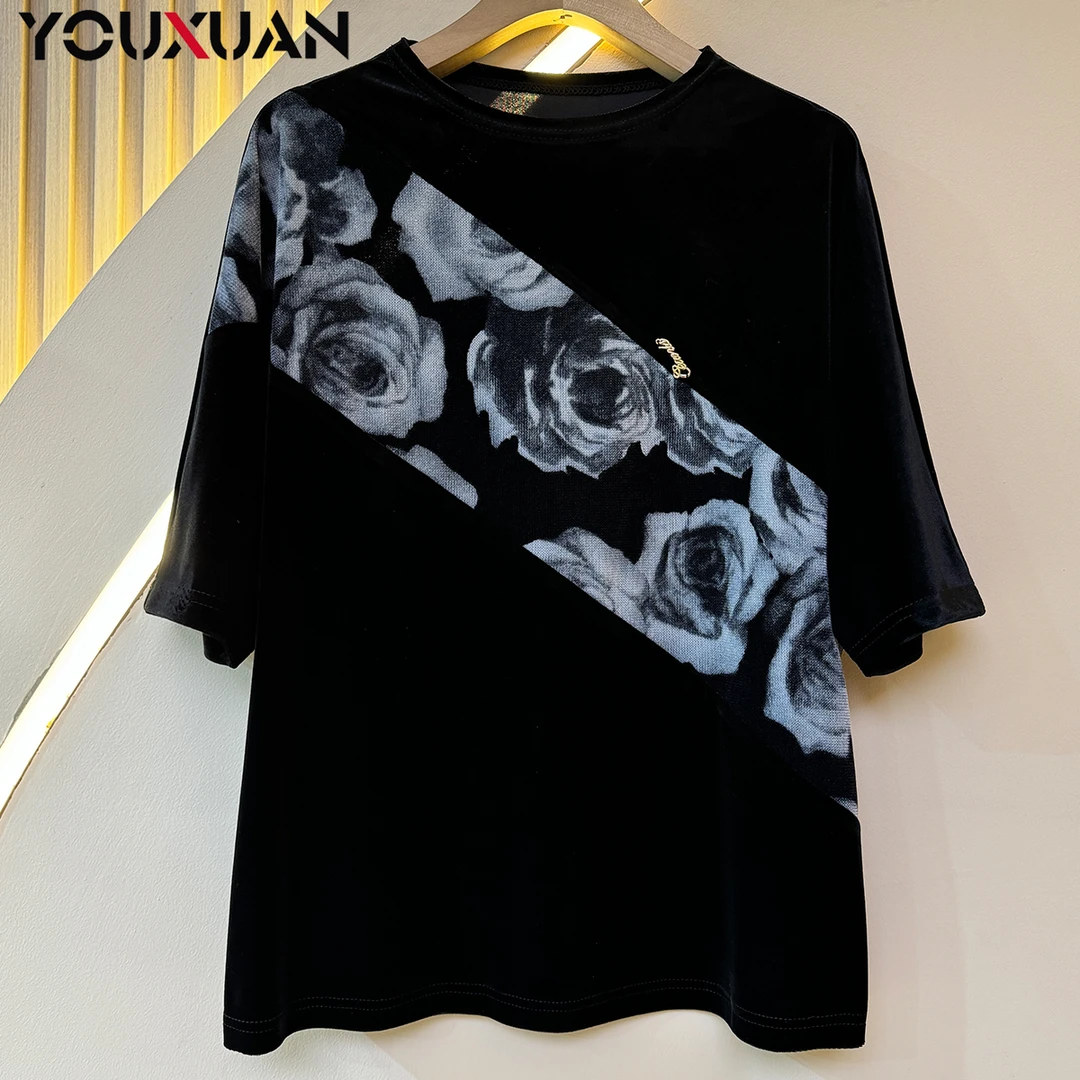 2024秋设计师新品女士中袖轻奢T恤上衣女装百搭时尚洋气小衫67717