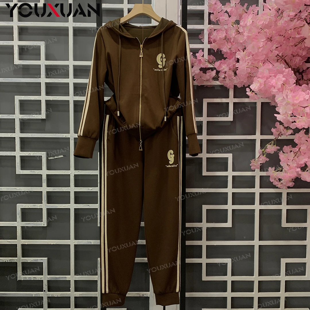 【秋冬新品】2023百搭韩版时尚休闲长袖连帽领运动套装季37376