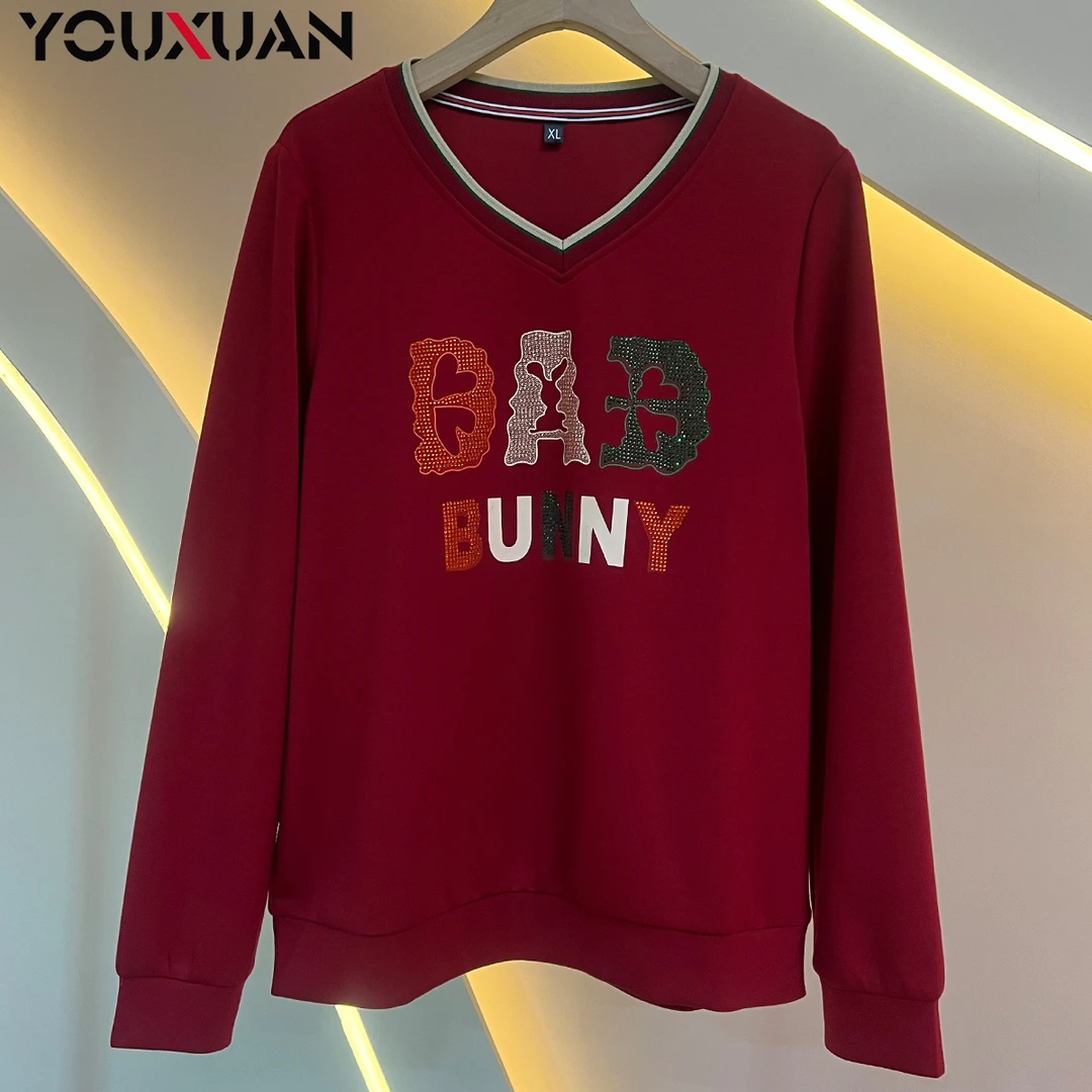 【初秋】2023秋冬百搭韩版上衣时尚休闲宽松长袖V领女士卫衣59087.