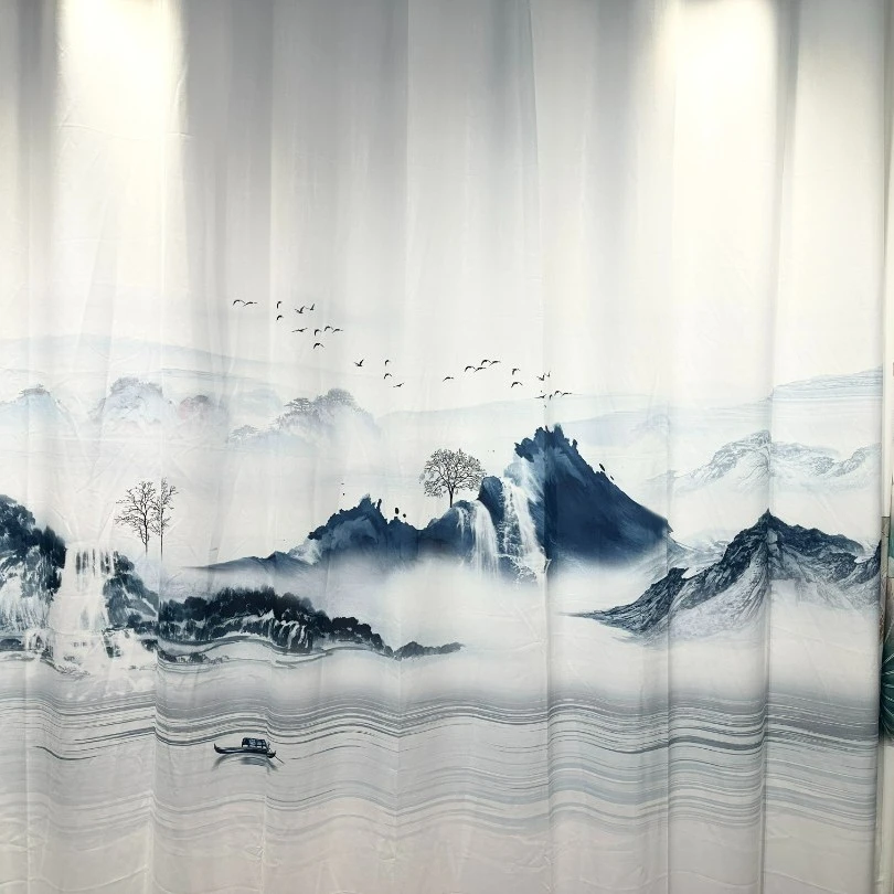 新款背有靠山展翅高飞透光不透人金刚棉5D数码印花纱（客卧两用）