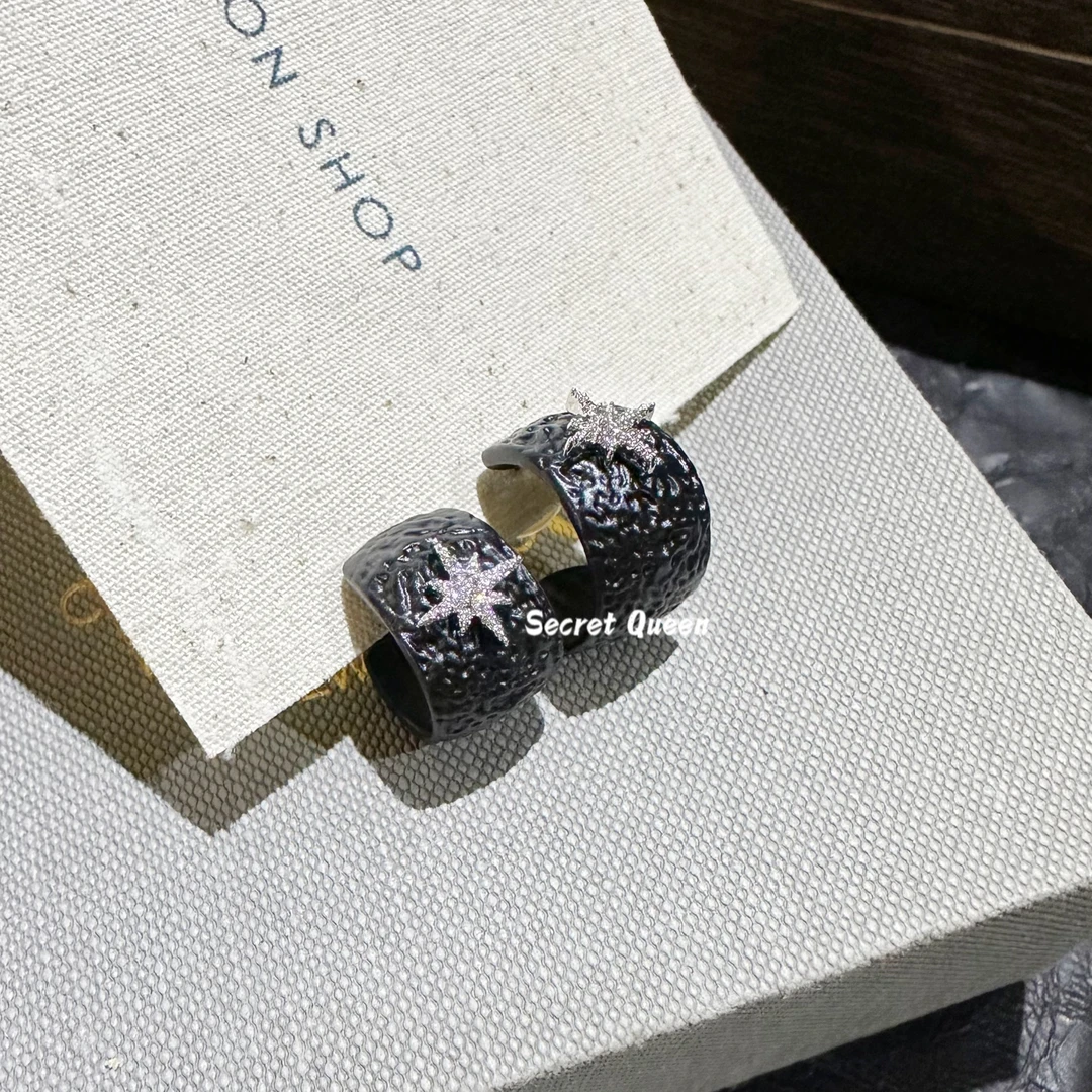 铜合金耳饰 小众设计磨砂纹理星芒耳钉