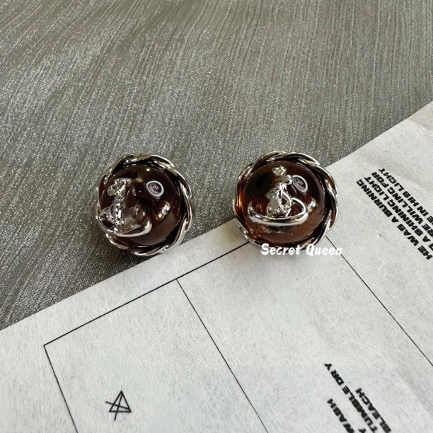 铜合金耳饰 小众设计美拉德土星纽扣耳钉