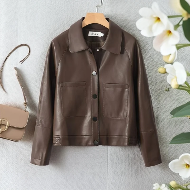 【女装皮衣】新款皮衣外套时尚简约，休闲百搭款春秋翻领短款