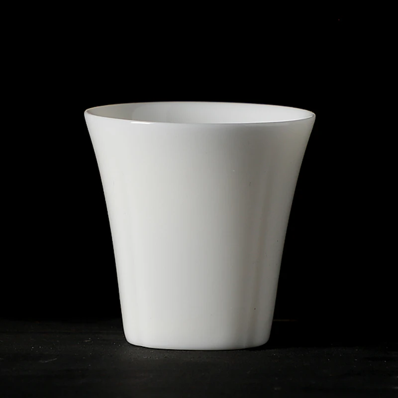 德化羊脂玉白瓷茶杯 高档喝茶杯子家用陶瓷茶具品茗杯 四方杯单杯