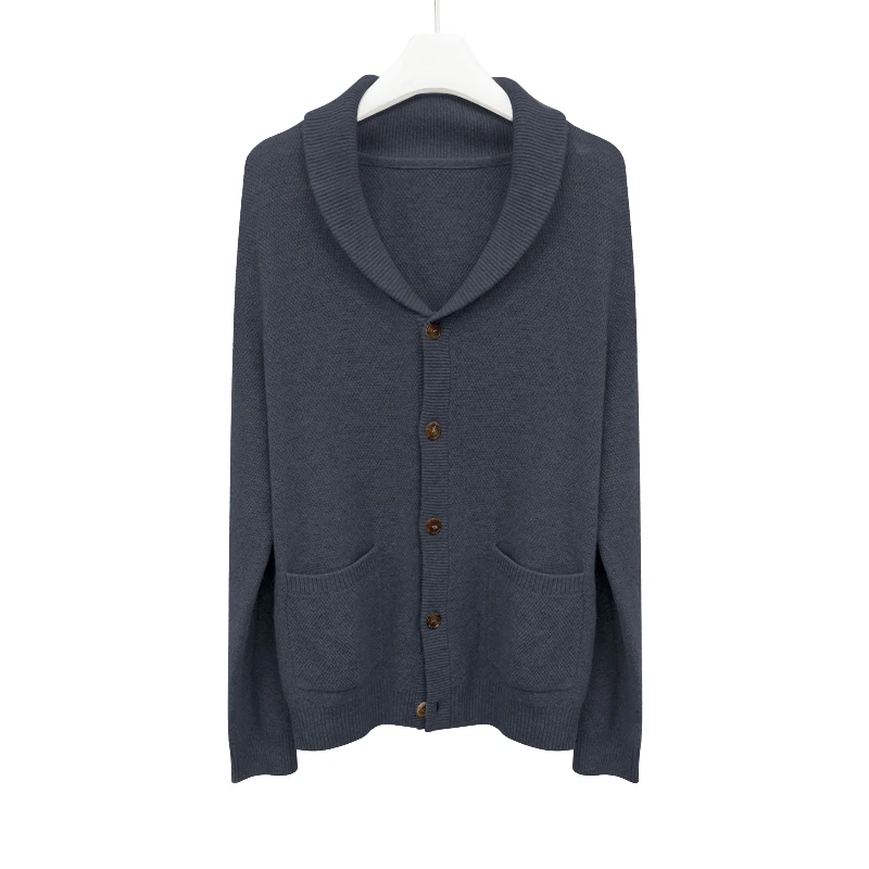 JU男款100%山羊绒青果领桂花针开衫  TM23W8819-SM