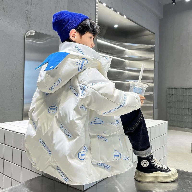 安踏流行儿童套装男童冬装羽绒服2023新款中大童免洗男孩冬季加厚