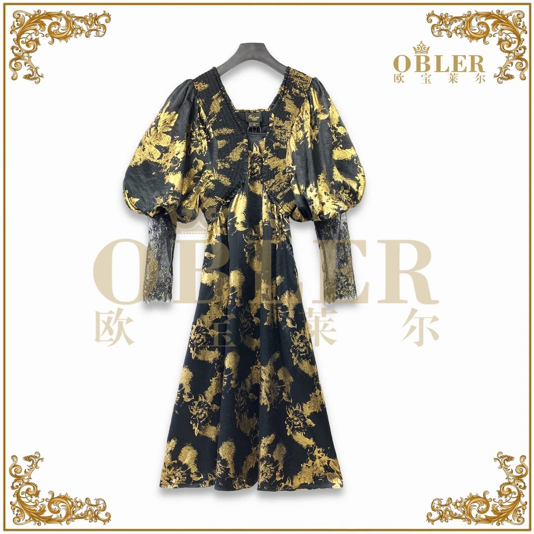 【欧宝莱尔】2025新款气质时尚轻奢女装连衣裙305-24963