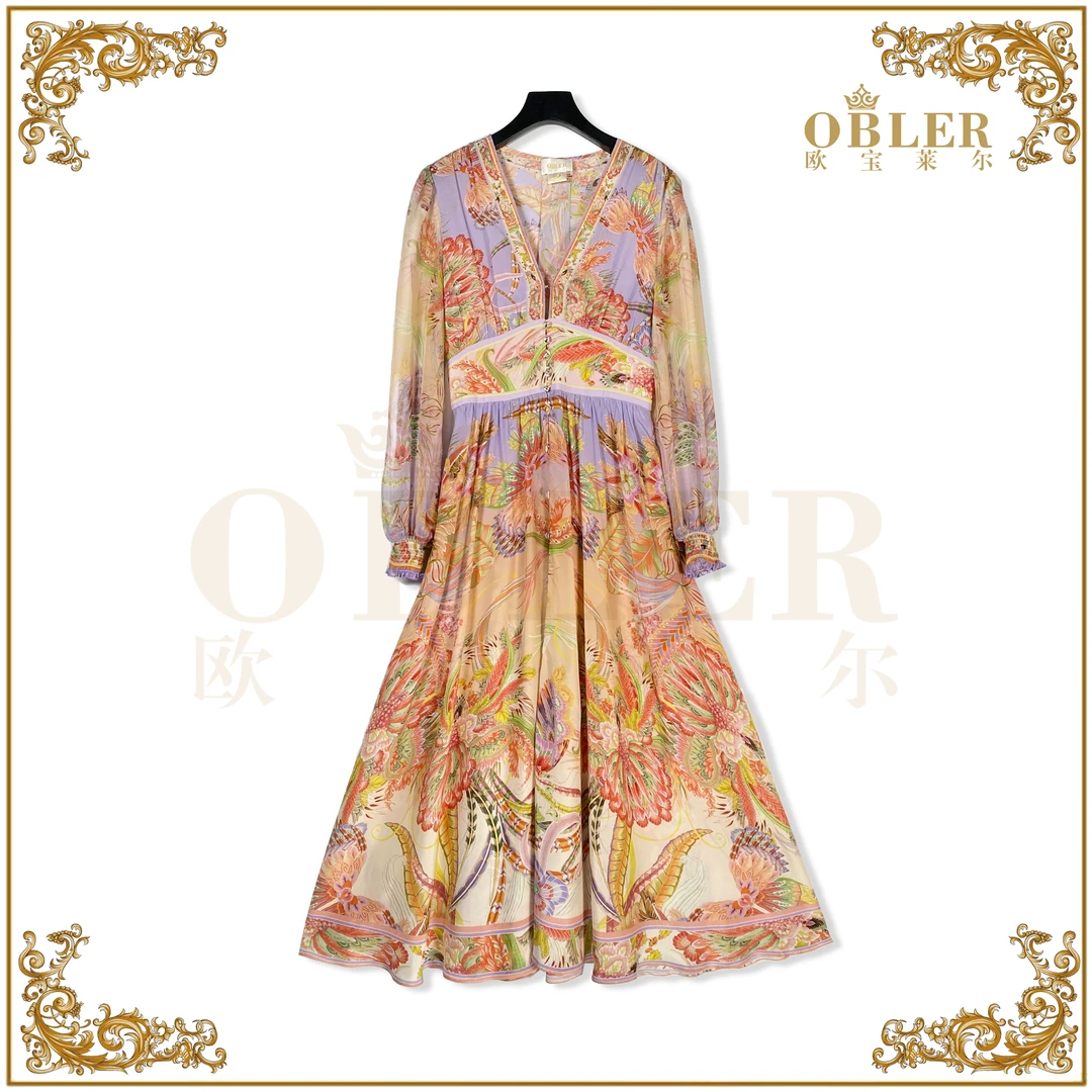 欧宝莱尔时尚气质真丝连衣裙305-24319