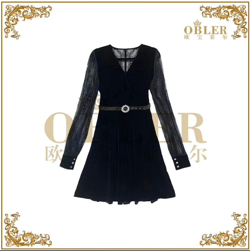 【欧宝莱尔】OBLE 新款气质百搭显瘦连衣裙114-23115