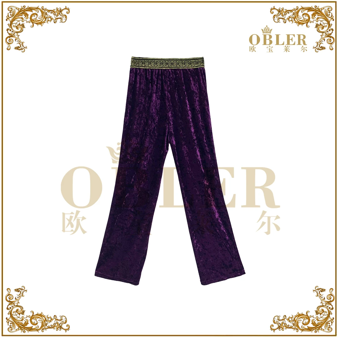 【欧宝莱尔】OBLE2025新款时尚休闲裤305-24978紫