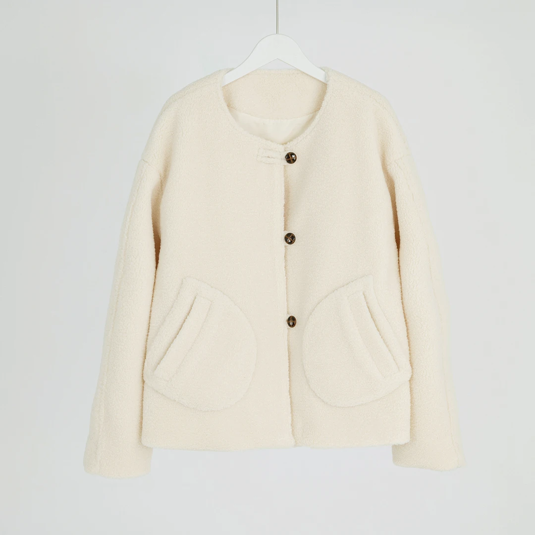 （几里与麻）圆领复古时尚休闲百搭短外套 衣长62 胸围118 107425