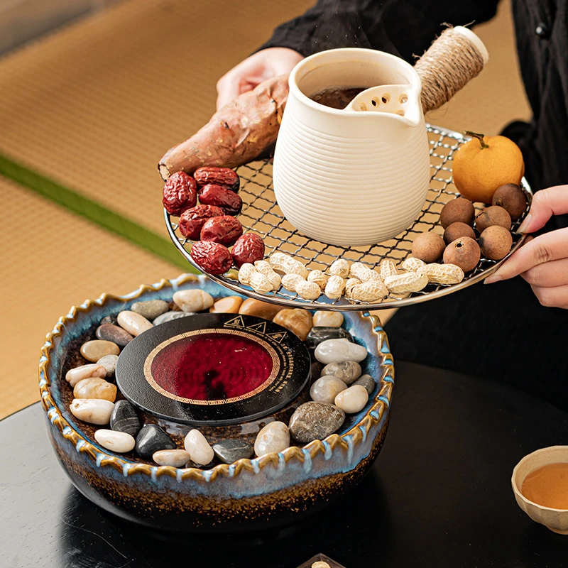 围炉煮茶室内家用网红全套电陶炉煮茶烤奶茶具套装罐罐茶壶煮茶器