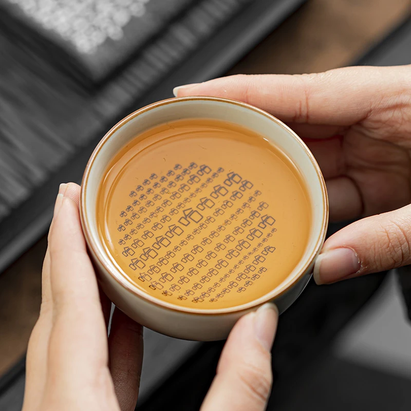 汝窑普洱杯陶瓷哈哈杯个人专用主人杯单杯创意趣味笑里藏刀茶杯