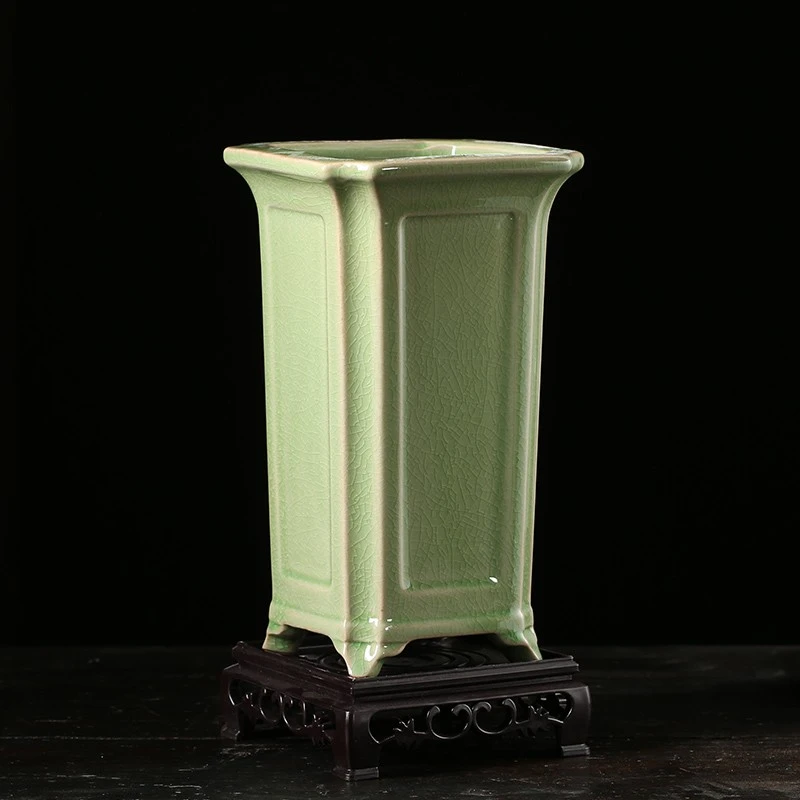 四方造景花盆带底座陶瓷冰裂花器肉肉绿植文竹专用菖蒲桌面多肉盆