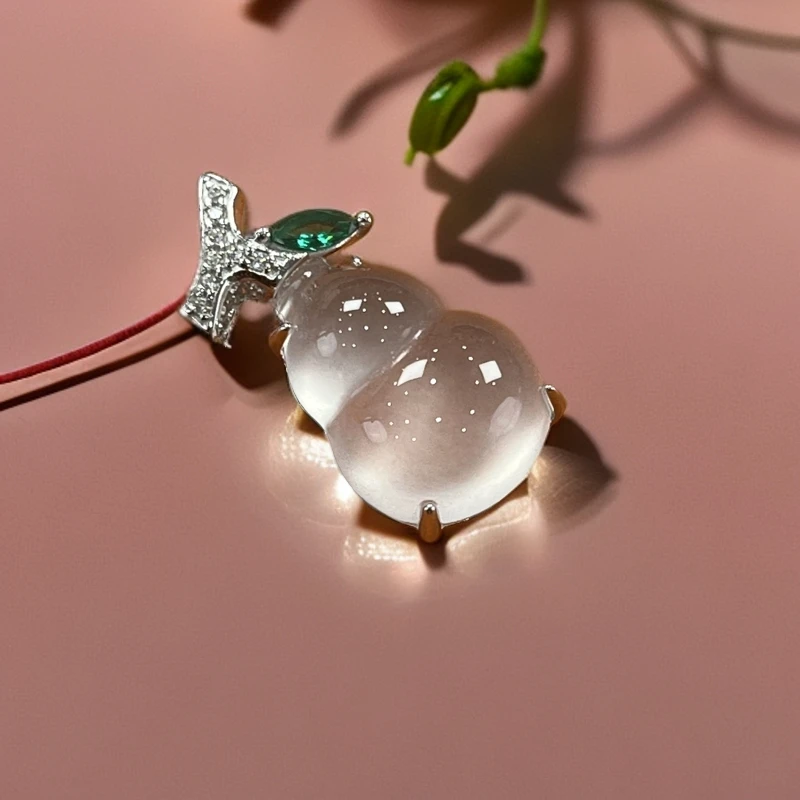 俄料银镶葫芦女士简约白冰起钢