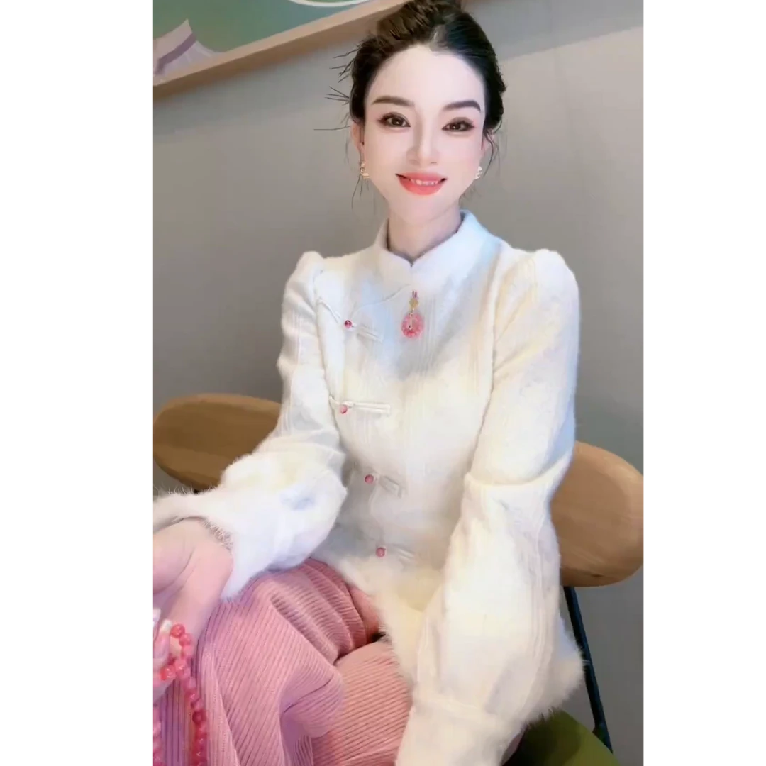 2024新中式国风提花时尚冬季上衣女气质显瘦设计感百搭上衣