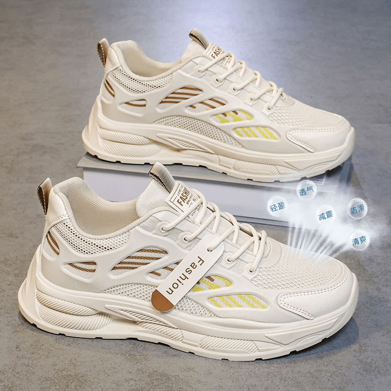2024春季男鞋新款透气网面鞋子男潮流百搭厚底运动鞋休闲老爹潮鞋