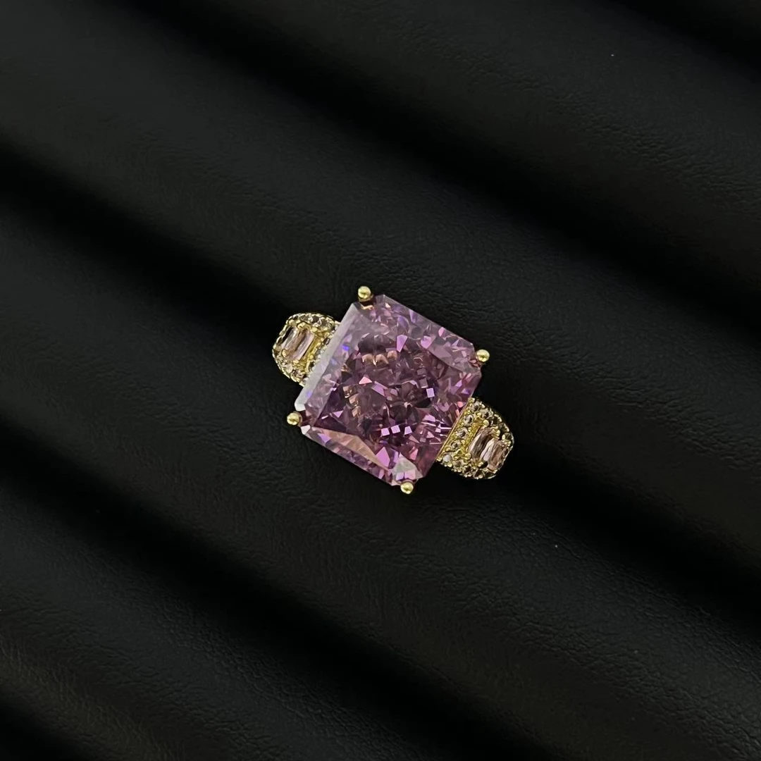 铜合金戒指 轻奢气质满镶设计粉紫冰花切戒指多样性发货YS240388