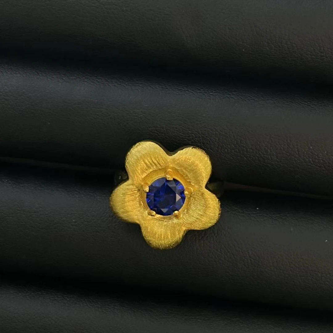 铜合金戒指 轻奢气质中古设计镶艳蓝戒指多样性发货YS11061