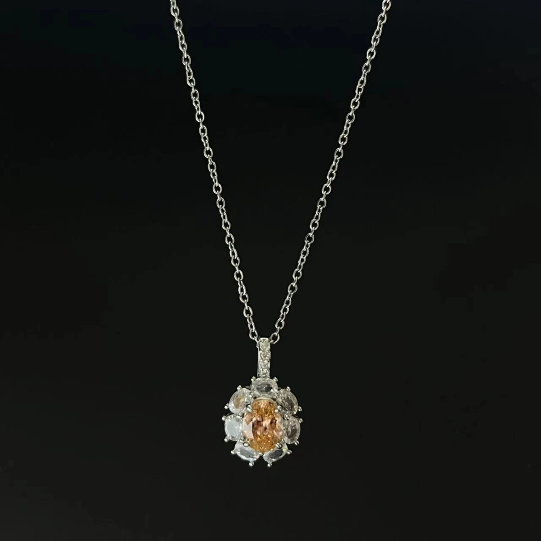 铜合金吊坠 时尚简约设计款西柚色吊坠项链多样性发货YS10948