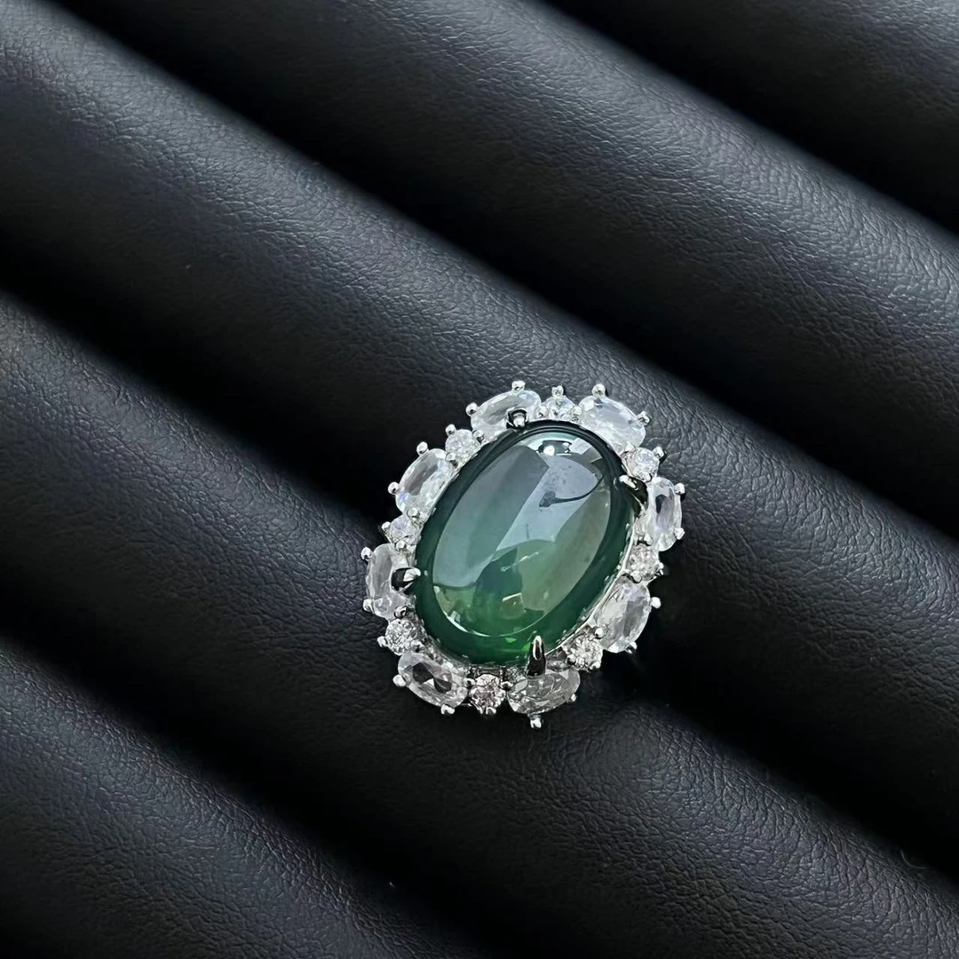 铜合金戒指 轻奢气质戴妃设计绿色六芒星光戒指多样性发货YS1916