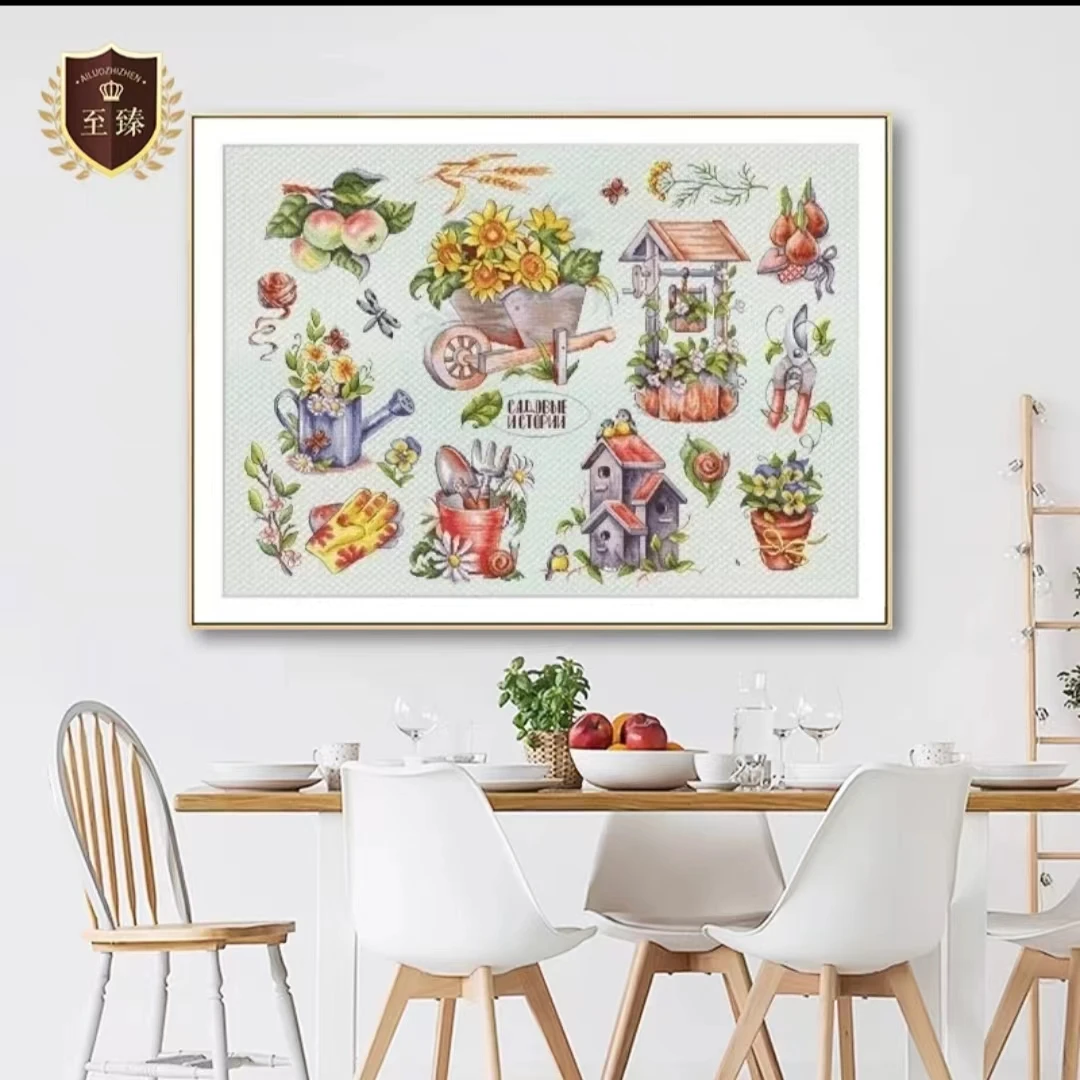 至臻十字绣 花园故事 金丝布73×56中格3股