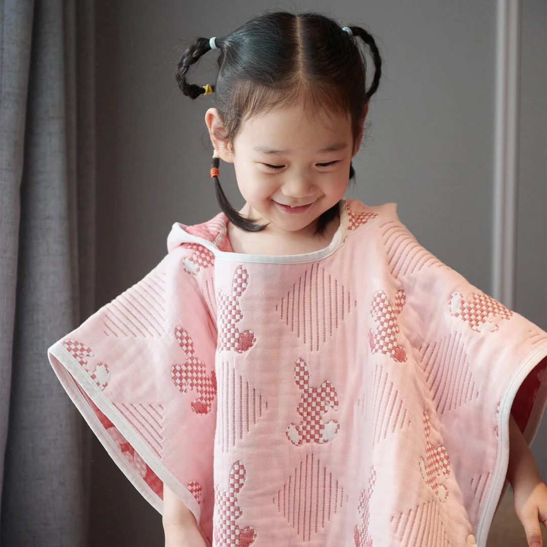 雅赞【六层棉纱超柔斗篷浴巾】亲肤薄款家用带帽洗澡吸水透气棉质