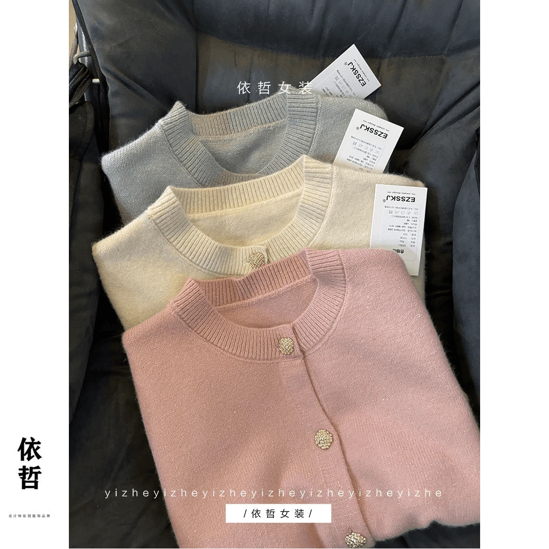 ZF2406“”小金扣圆领毛衣“”长袖洋气针织百搭半高领加厚保暖