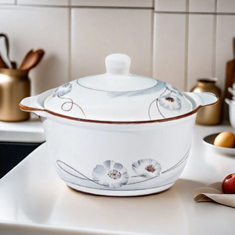 带盖陶瓷猪油罐小汤碗(不能火烧)包含耳朵21cm岁月静好家用