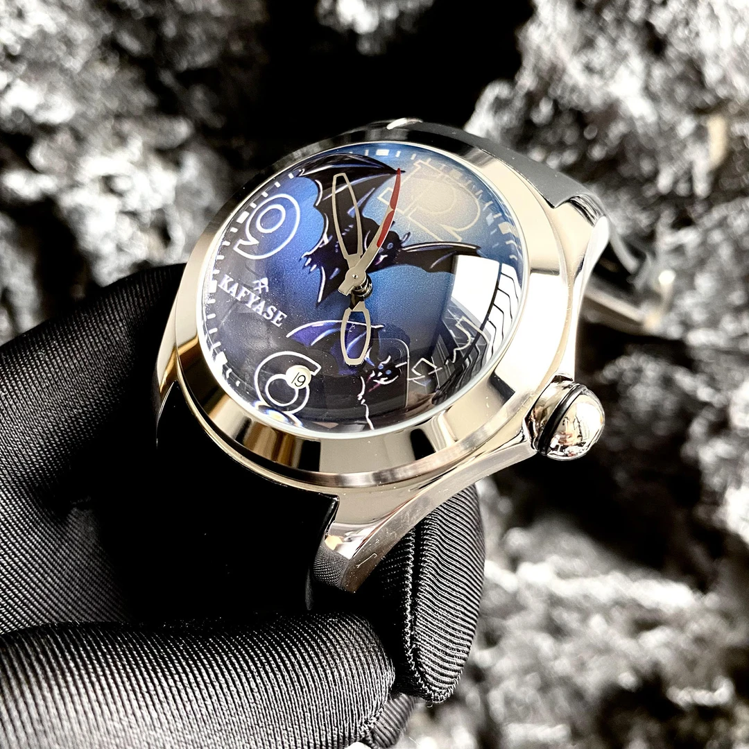 瑞夫泰格联名卡菲亚瑟蝙蝠图案小众泡泡概念机械表创意男士手表