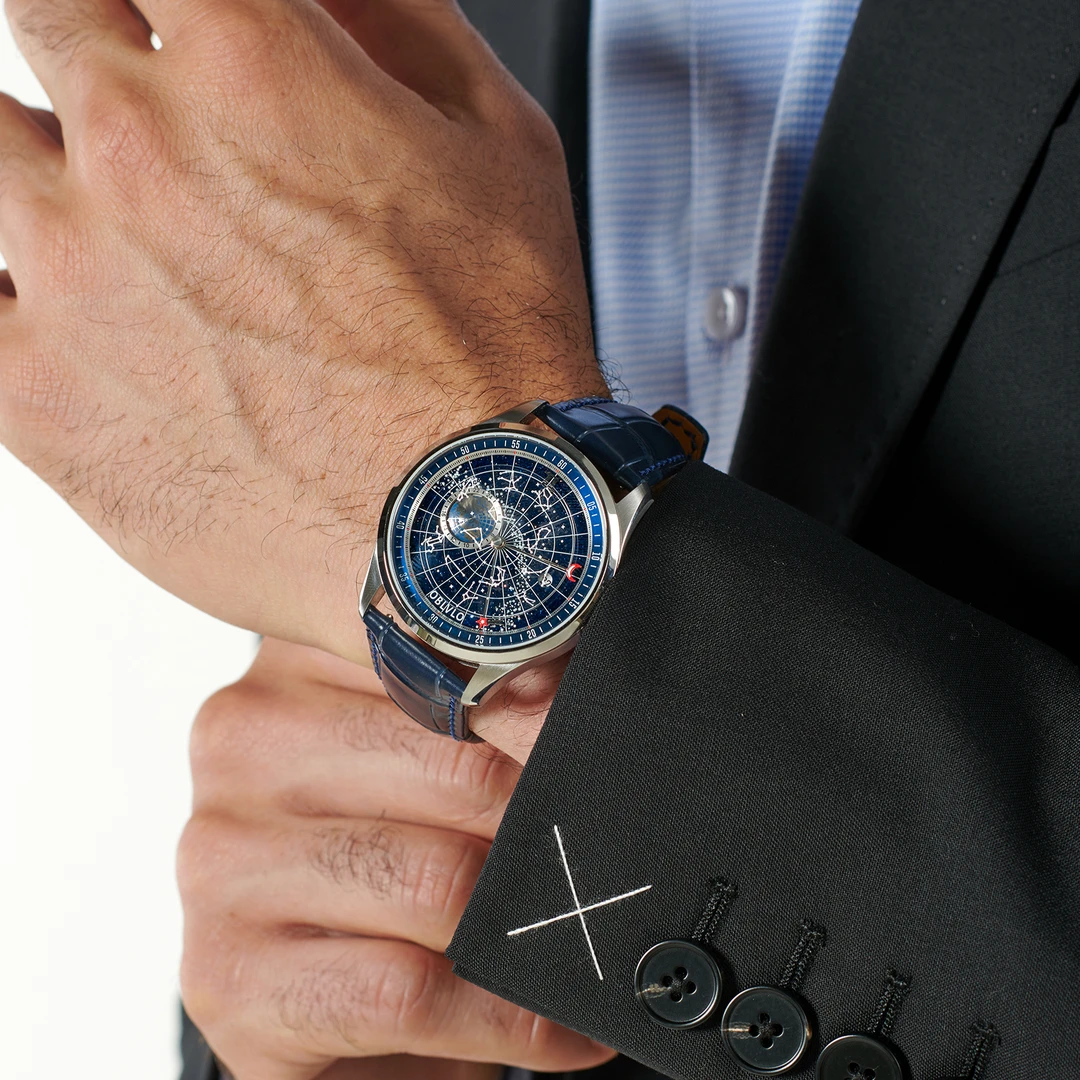 潮男休闲时尚百搭夜光进口全自动机械表星空钢带十二星座男士手表