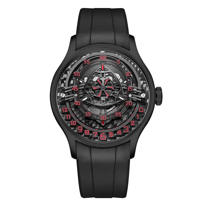 新款黑色经典潮流轻奢高端时尚个性全自动机械表夜光防水男士手表