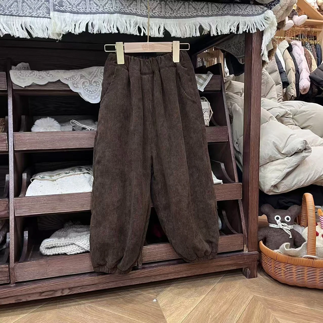 〖姐姐家〗2024冬款儿童脚口纯色灯芯绒加厚绒裤zz1126 sy5519