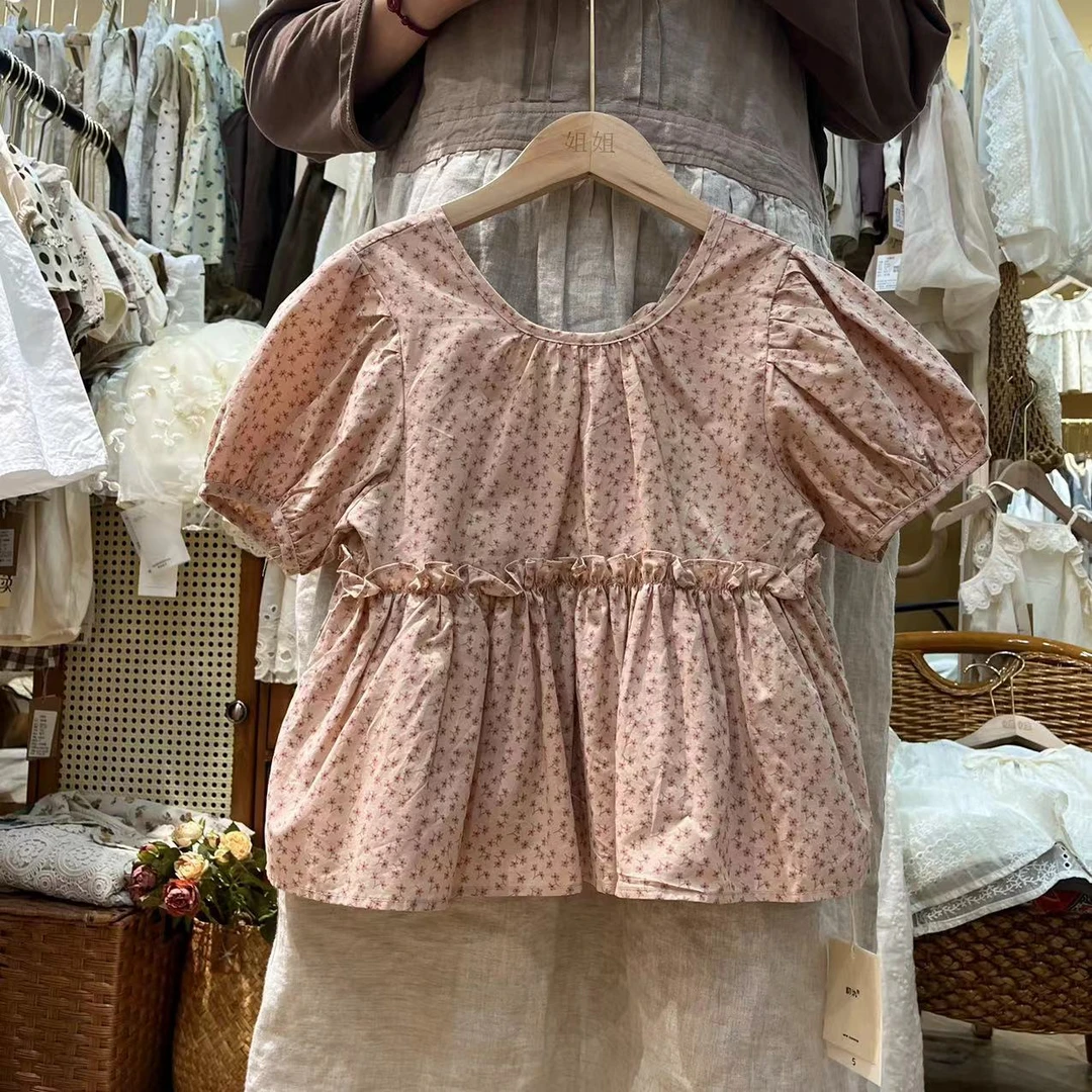 〖姐姐家〗24夏款儿童碎花娃娃衫短袖衬衫sy3129