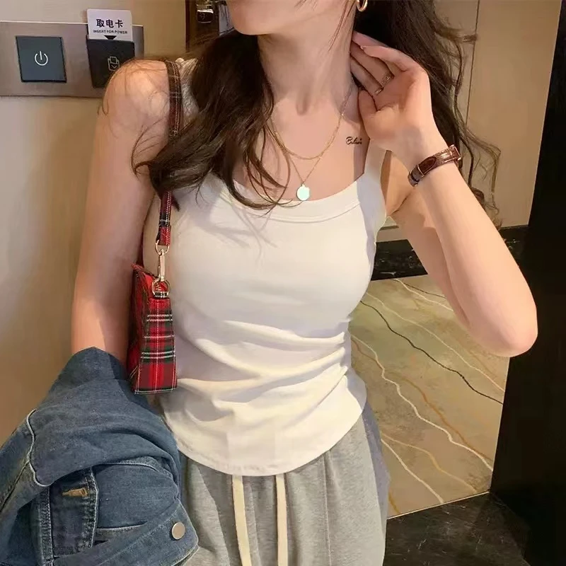 娇款爆款一体胸垫棉小吊带背心夏内搭外穿运动美背纯欲打底百搭
