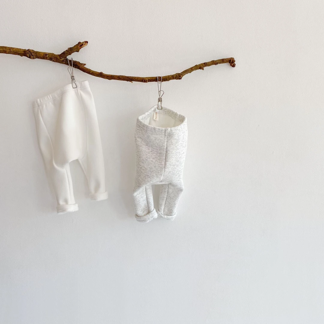 2025加绒裤子秋冬装款婴儿女宝宝大pp纯棉简约高腰长裤打底裤百搭