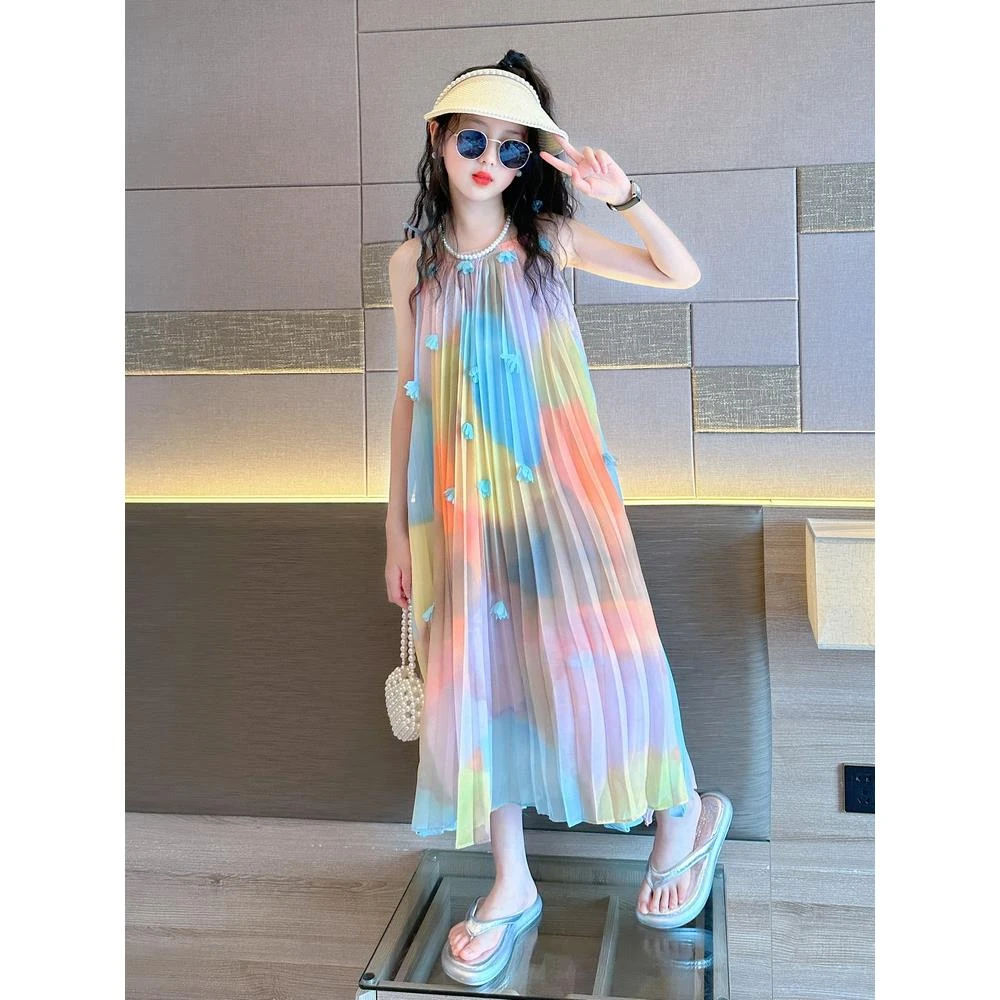 女童连衣裙夏季2024新款儿童洋气沙滩裙度假大童装中大童夏装裙子