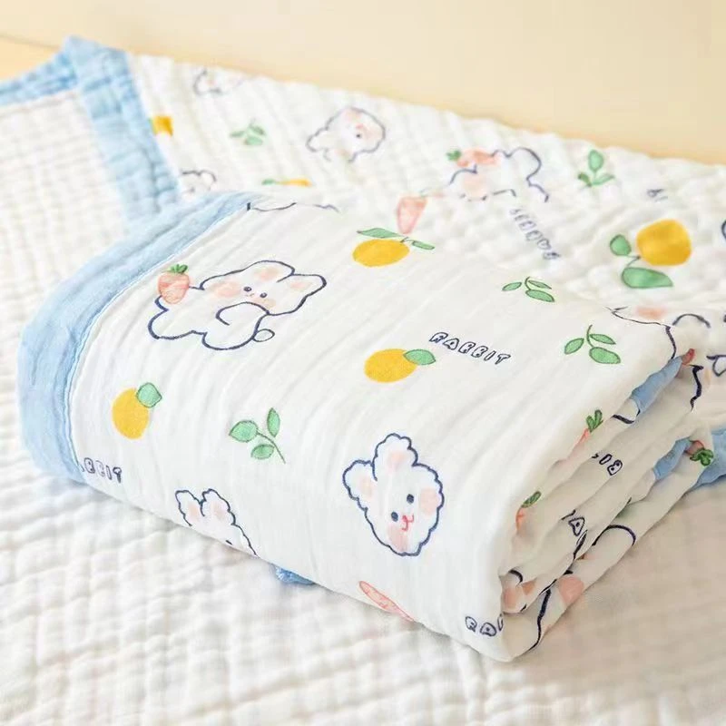 儿童浴巾纯棉纱布浴巾超柔吸水专用宝宝洗澡游泳新生儿盖毯包边款