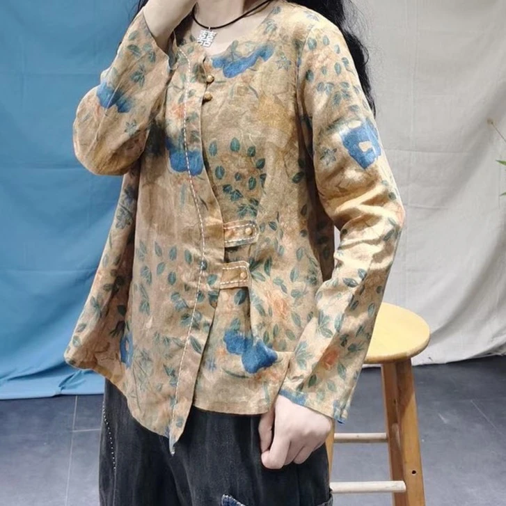 秋季新款宝藏衣橱女士春季8056新中式宽松ins长袖上衣通勤衬衫