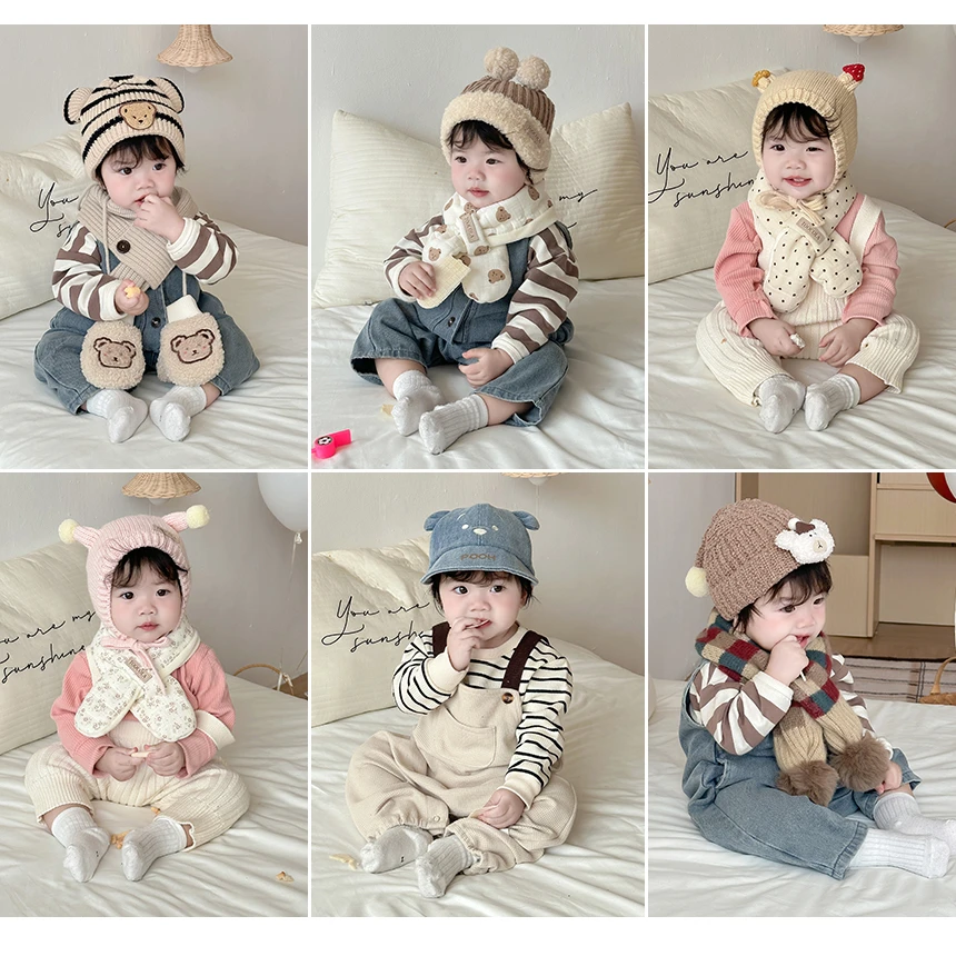 【小碗定制C001-C199】宝宝秋冬帽子护耳针织毛线套头帽薄款婴幼儿