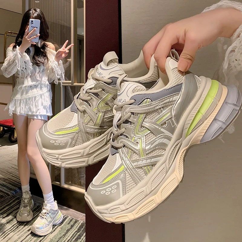 韩版厚底运动鞋女透气时尚2024增高座头女老爹鞋秋冬网红款运动鞋